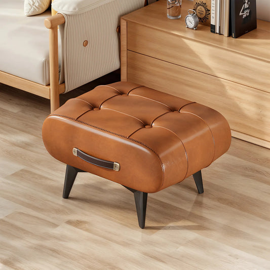 SKÖNVIK Waxed Leather Footstool