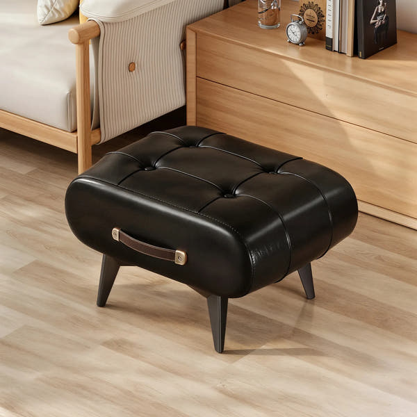 SKÖNVIK Waxed Leather Footstool