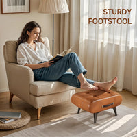 SKÖNVIK Waxed Leather Footstool