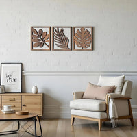 TRÄBLAD 3-Piece Wooden Leaf Wall Art